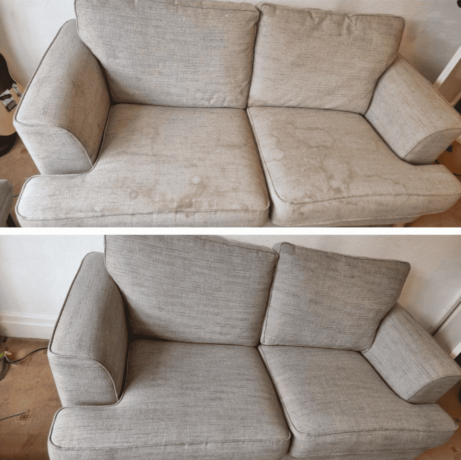 Πριν και μετά βιολογικός καθαρισμός σαλονιού στην Αλεξανδρούπολη - αφαίρεση λεκέδων και ακαθαρσιών από καναπέ